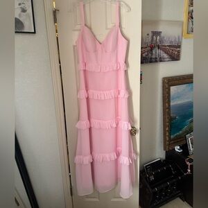 Elegant Pink Ruffle Dress